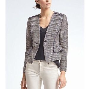 NWT Banana Republic Blue Tweed Peplum Jacket